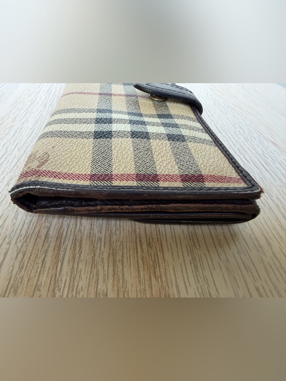 Authentic Burberry Haymarket Check Continental Wallet Brown Leather - Picture 3 of 16